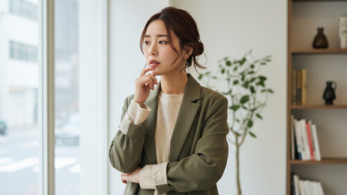 考え事をしている女性